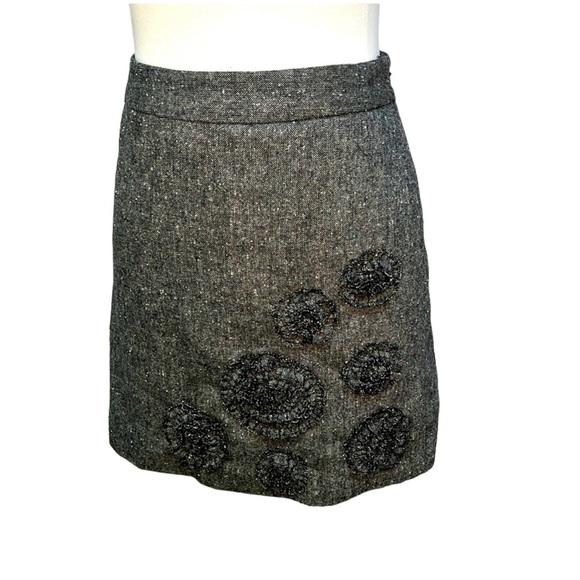 Loft Floral Appliqué Wool Blend Skirt - Picture 4 of 6